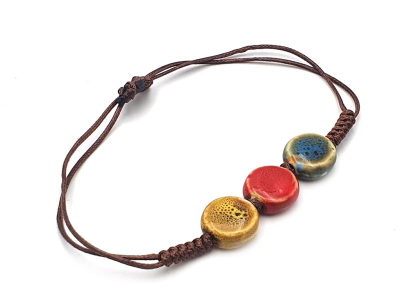 Keramik- / Porzellanschmuck - Kleines Armband - 3 flache Kreise 3