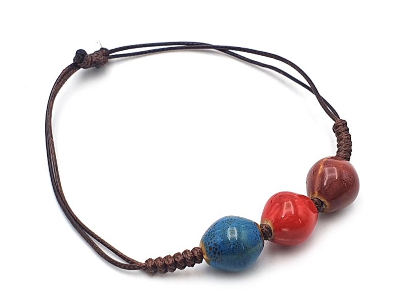 Keramik- / Porzellanschmuck - Kleines Armband - 3 Perlen 3