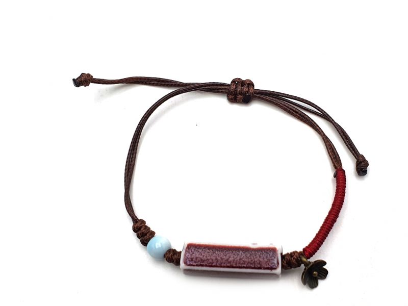 Keramik- / Porzellanschmuck - Kleines Armband - Burgunder Rechteck 2