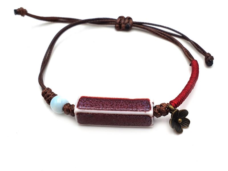 Keramik- / Porzellanschmuck - Kleines Armband - Burgunder Rechteck 4