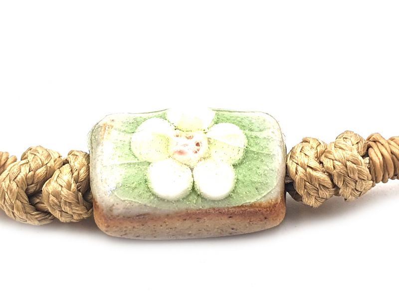 Keramik- / Porzellanschmuck - Kleines Armband - Grüne Blume 3