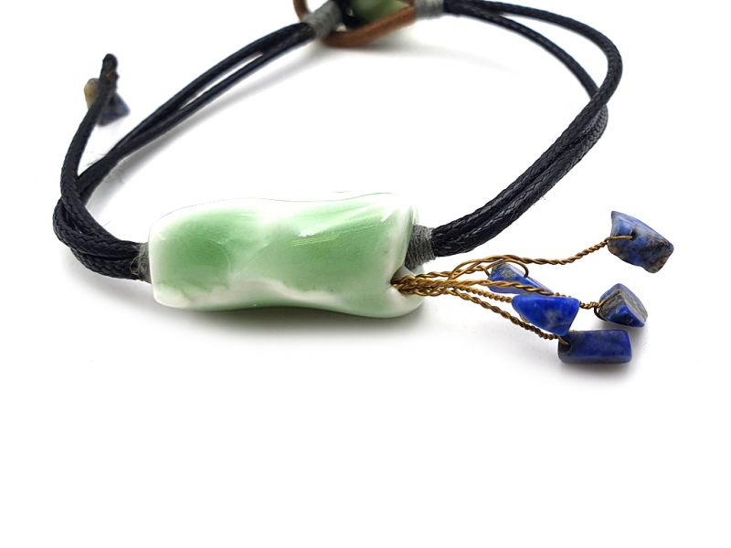 Keramik- / Porzellanschmuck - Kleines Armband - Keramik und Lapislazuli 3