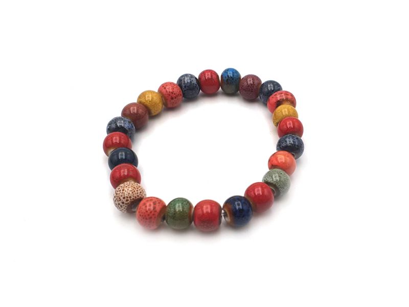 Keramik- / Porzellanschmuck - Kleines Armband - Mehrfarbige Perlen 2
