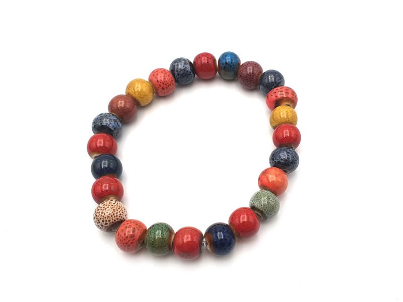 Keramik- / Porzellanschmuck - Kleines Armband - Mehrfarbige Perlen 3