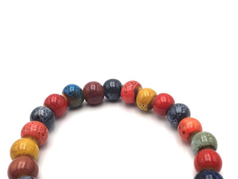 Keramik- / Porzellanschmuck - Kleines Armband - Mehrfarbige Perlen 5