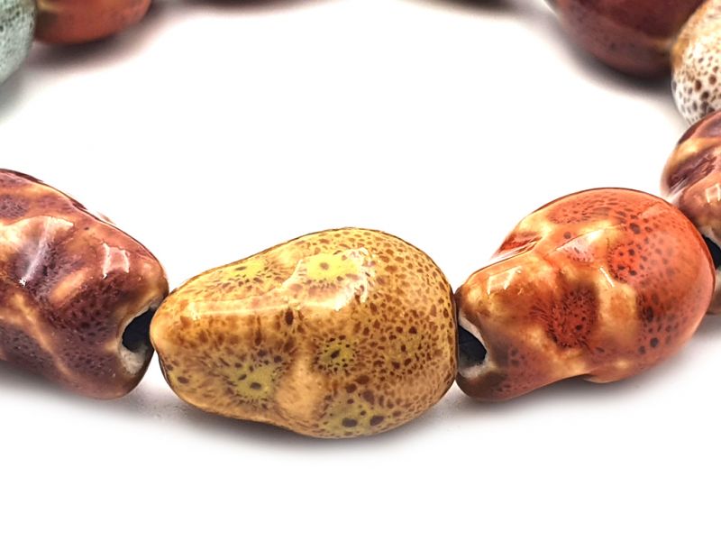 Keramik- / Porzellanschmuck - Kleines Armband - Mehrfarbige Schädel 3