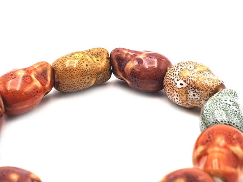 Keramik- / Porzellanschmuck - Kleines Armband - Mehrfarbige Schädel 4