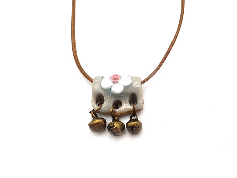 Keramik- / Porzellanschmuck - Kleines Keramikkette - Blume und Glocken 2