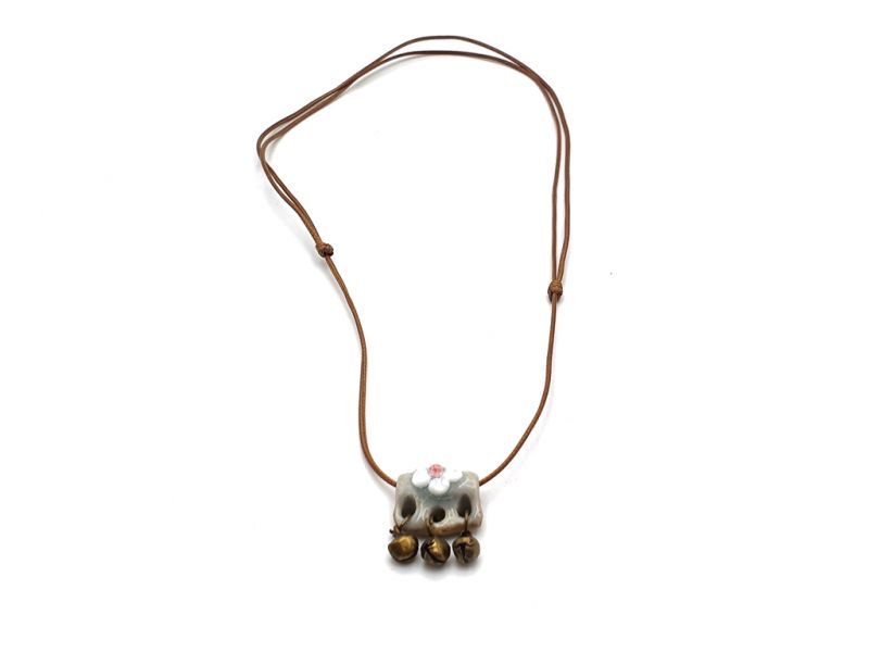 Keramik- / Porzellanschmuck - Kleines Keramikkette - Blume und Glocken 3