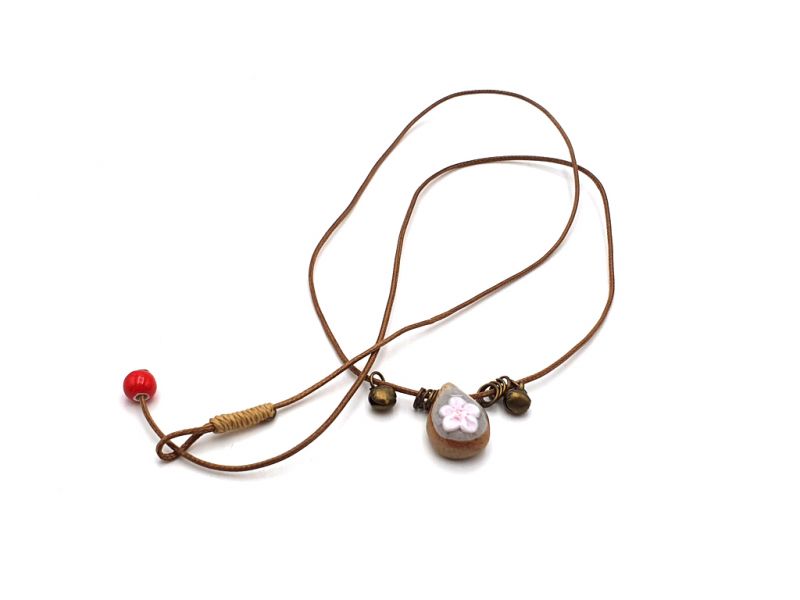 Keramik- / Porzellanschmuck - Kleines Keramikkette - Kleine rosa Blume 3
