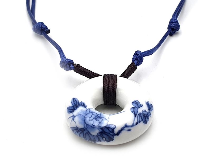 Keramik Schmuck Weiß und Blau Kollektion - Halskette - Blumen 3 2