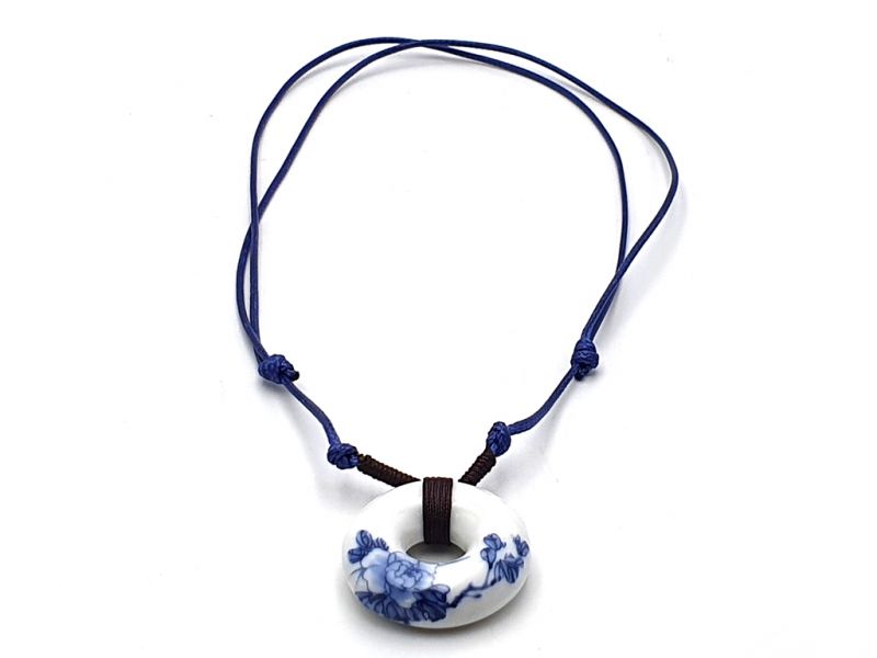 Keramik Schmuck Weiß und Blau Kollektion - Halskette - Blumen 3 3