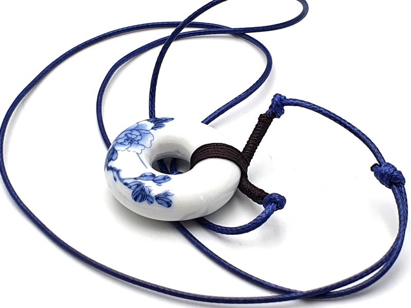 Keramik Schmuck Weiß und Blau Kollektion - Halskette - Blumen 3 4