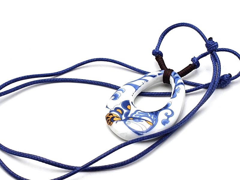 Keramik Schmuck Weiß und Blau Kollektion - Halskette - Großer Schmetterling 4