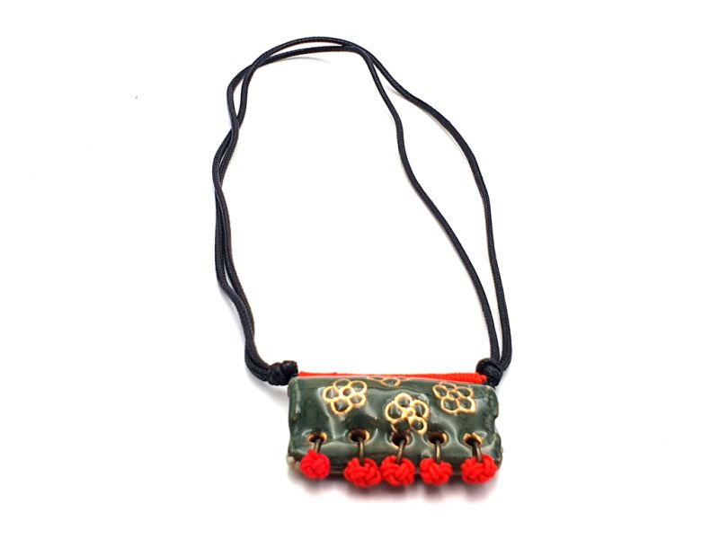 Keramikschmuck Asien Kollektion - Grün mit Blumen 2
