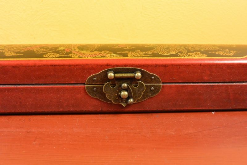 Klein Holzkiste Rot und Schwarz Drache und Phoenix 3