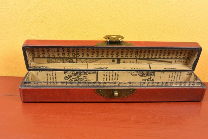Klein lange Holzkiste Chinese Rot und Schwarz Vögel 5