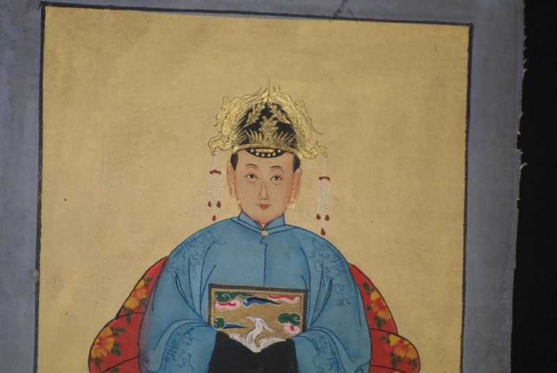 Kleine Ahnenpaare und Kaiser Chinesische Malerei Blau 4