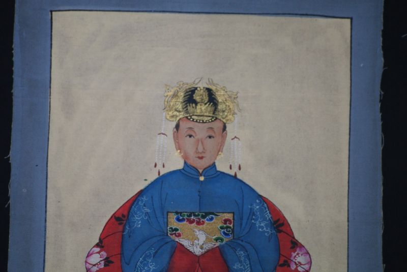 Kleine Ahnenpaare und Kaiser Chinesische Malerei Blau 2