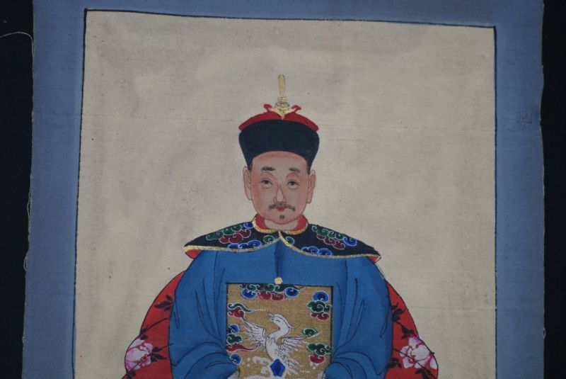 Kleine Ahnenpaare und Kaiser Chinesische Malerei Blau 3