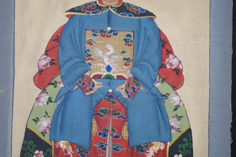Kleine Ahnenpaare und Kaiser Chinesische Malerei Blau 5