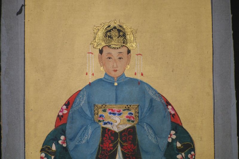 Kleine Ahnenpaare und Kaiser Chinesische Malerei Blau 3