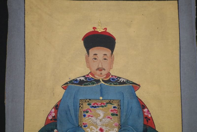 Kleine Ahnenpaare und Kaiser Chinesische Malerei Blau 4