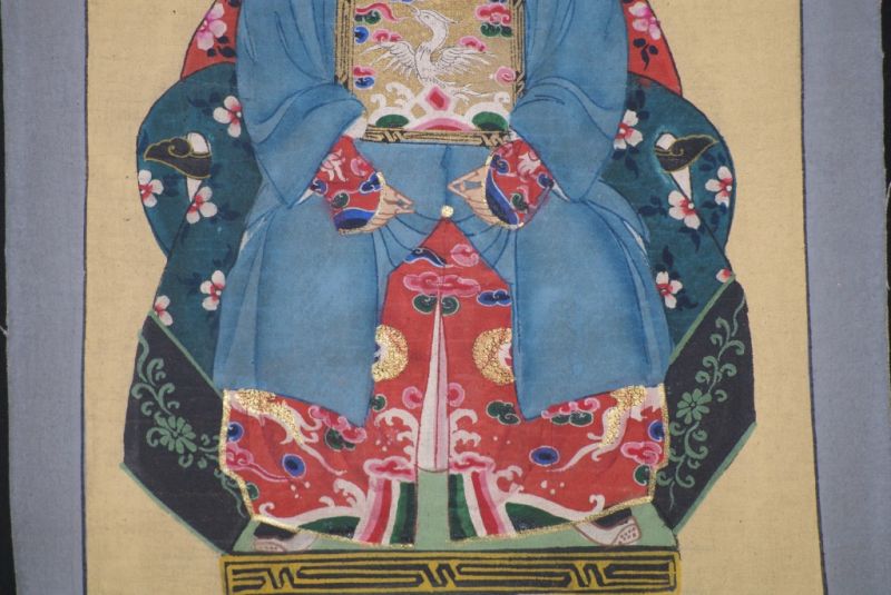 Kleine Ahnenpaare und Kaiser Chinesische Malerei Blau 5