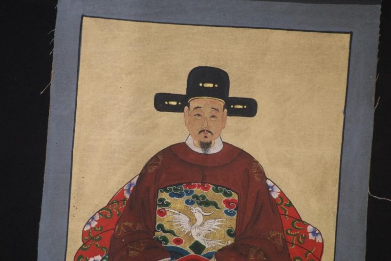 Kleine Ahnenpaare und Kaiser Chinesische Malerei Bordeauxrot 3