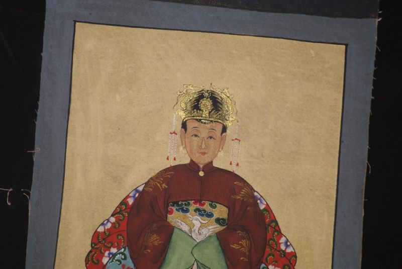 Kleine Ahnenpaare und Kaiser Chinesische Malerei Bordeauxrot 4