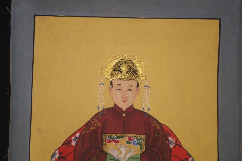 Kleine Ahnenpaare und Kaiser Chinesische Malerei Bordeauxrot 3