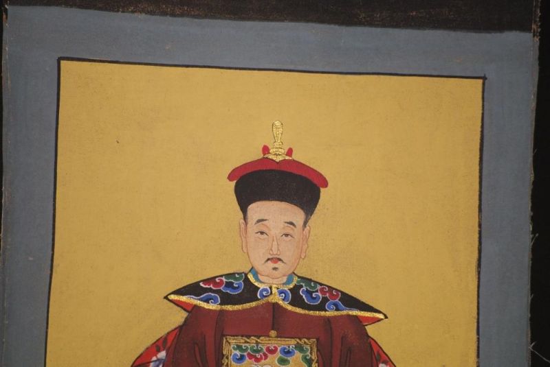 Kleine Ahnenpaare und Kaiser Chinesische Malerei Bordeauxrot 4