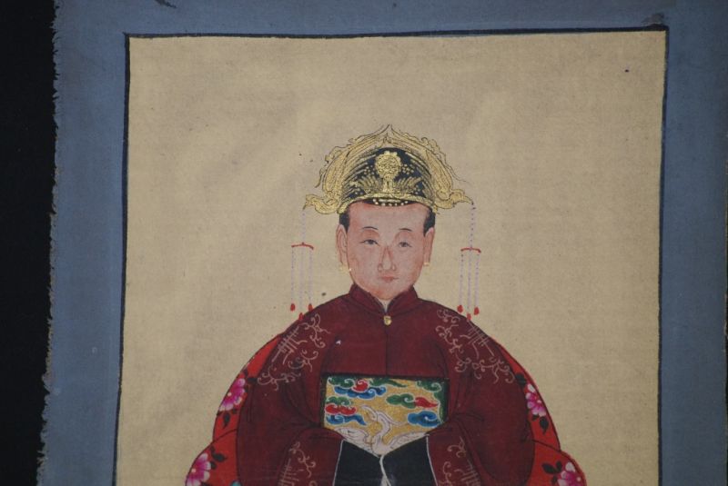 Kleine Ahnenpaare und Kaiser Chinesische Malerei Bordeauxrot 3