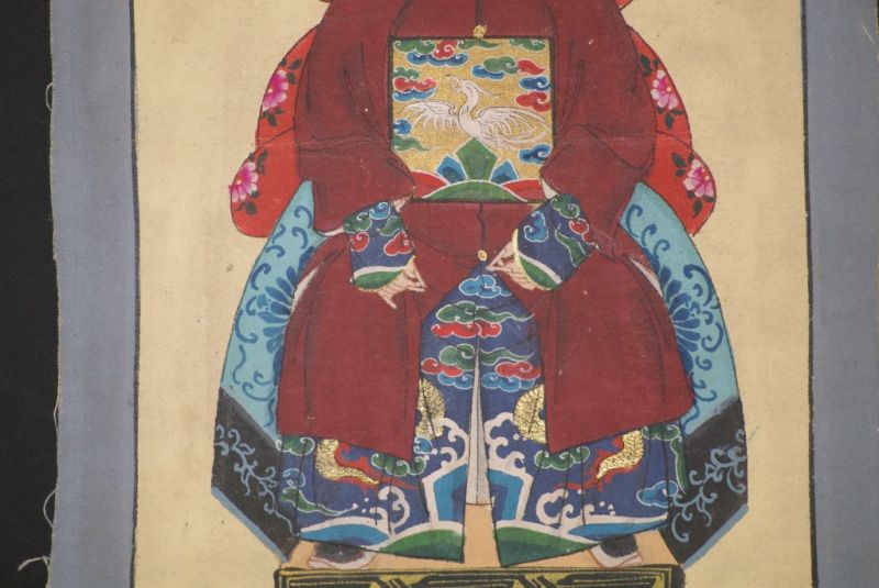 Kleine Ahnenpaare und Kaiser Chinesische Malerei Bordeauxrot 5