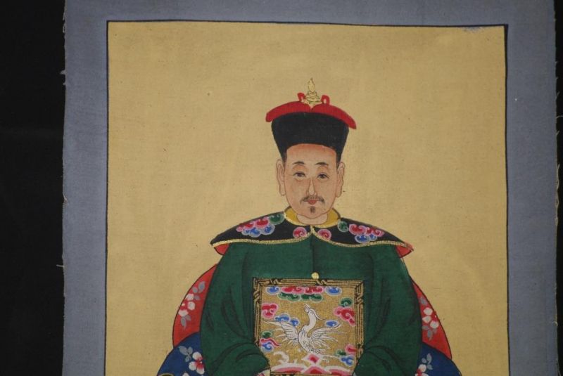 Kleine Ahnenpaare und Kaiser Chinesische Malerei Dunkelgrün 4