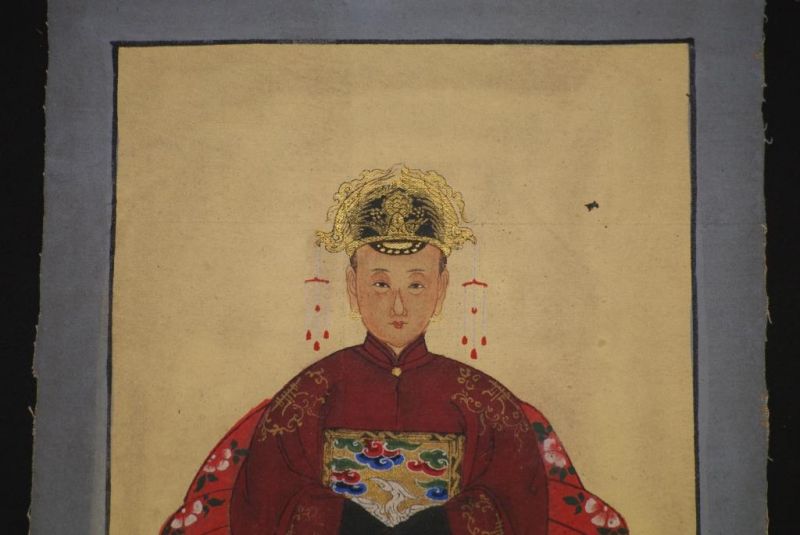 Kleine Ahnenpaare und Kaiser Chinesische Malerei Dunkelrot 3