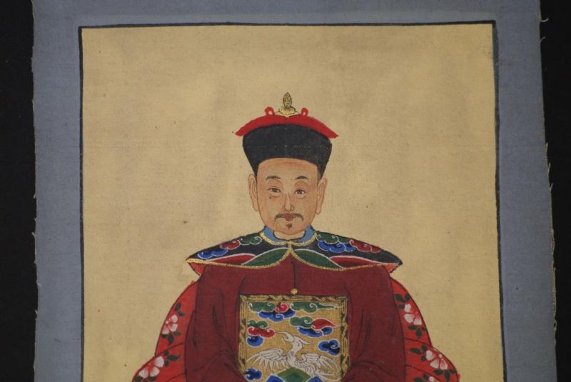 Kleine Ahnenpaare und Kaiser Chinesische Malerei Dunkelrot 4