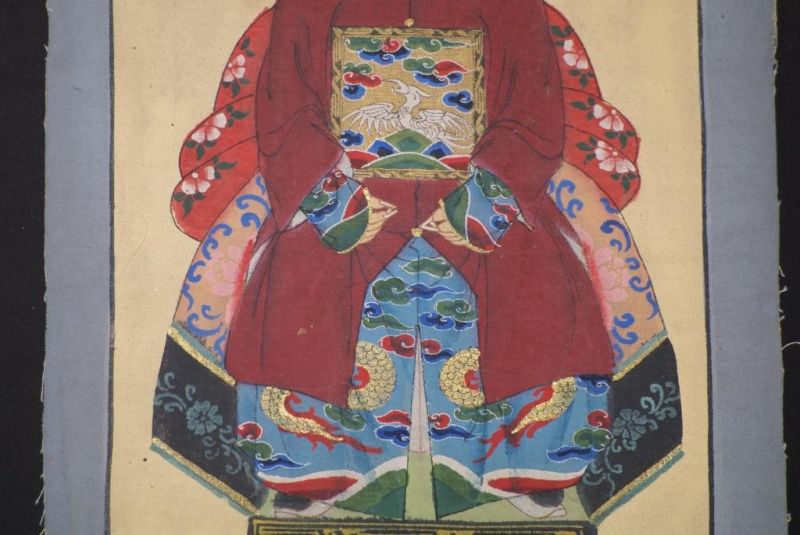 Kleine Ahnenpaare und Kaiser Chinesische Malerei Dunkelrot 5