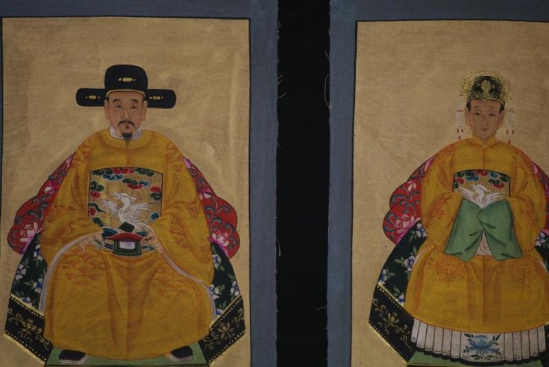 Kleine Ahnenpaare und Kaiser Chinesische Malerei Gelb 2