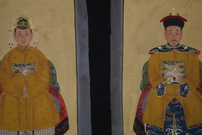 Kleine Ahnenpaare und Kaiser Chinesische Malerei Gelb 2