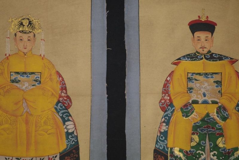 Kleine Ahnenpaare und Kaiser Chinesische Malerei Gelb 2