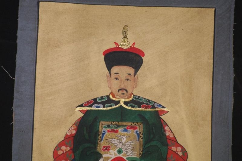 Kleine Ahnenpaare und Kaiser Chinesische Malerei Grün 3