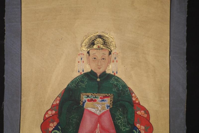 Kleine Ahnenpaare und Kaiser Chinesische Malerei Grün 4