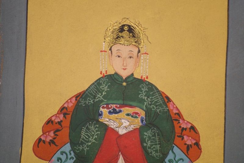 Kleine Ahnenpaare und Kaiser Chinesische Malerei Grün 3