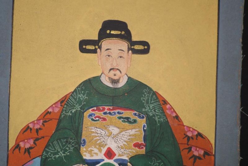 Kleine Ahnenpaare und Kaiser Chinesische Malerei Grün 4