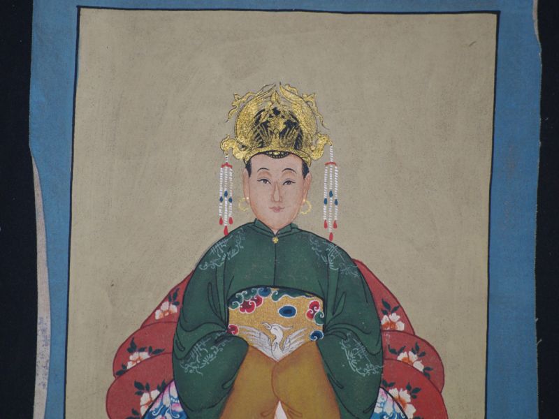 Kleine Ahnenpaare und Kaiser Chinesische Malerei Kaiser grün 3