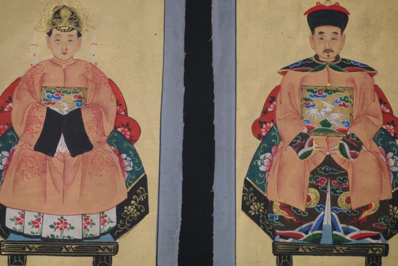 Kleine Ahnenpaare und Kaiser Chinesische Malerei Lachs 2