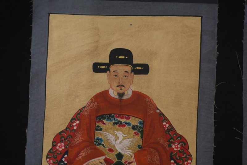 Kleine Ahnenpaare und Kaiser Chinesische Malerei Ocker 3