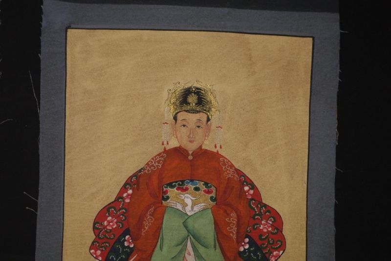 Kleine Ahnenpaare und Kaiser Chinesische Malerei Ocker 4