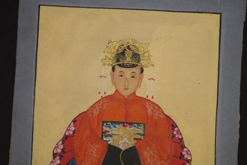 Kleine Ahnenpaare und Kaiser Chinesische Malerei Orange 3